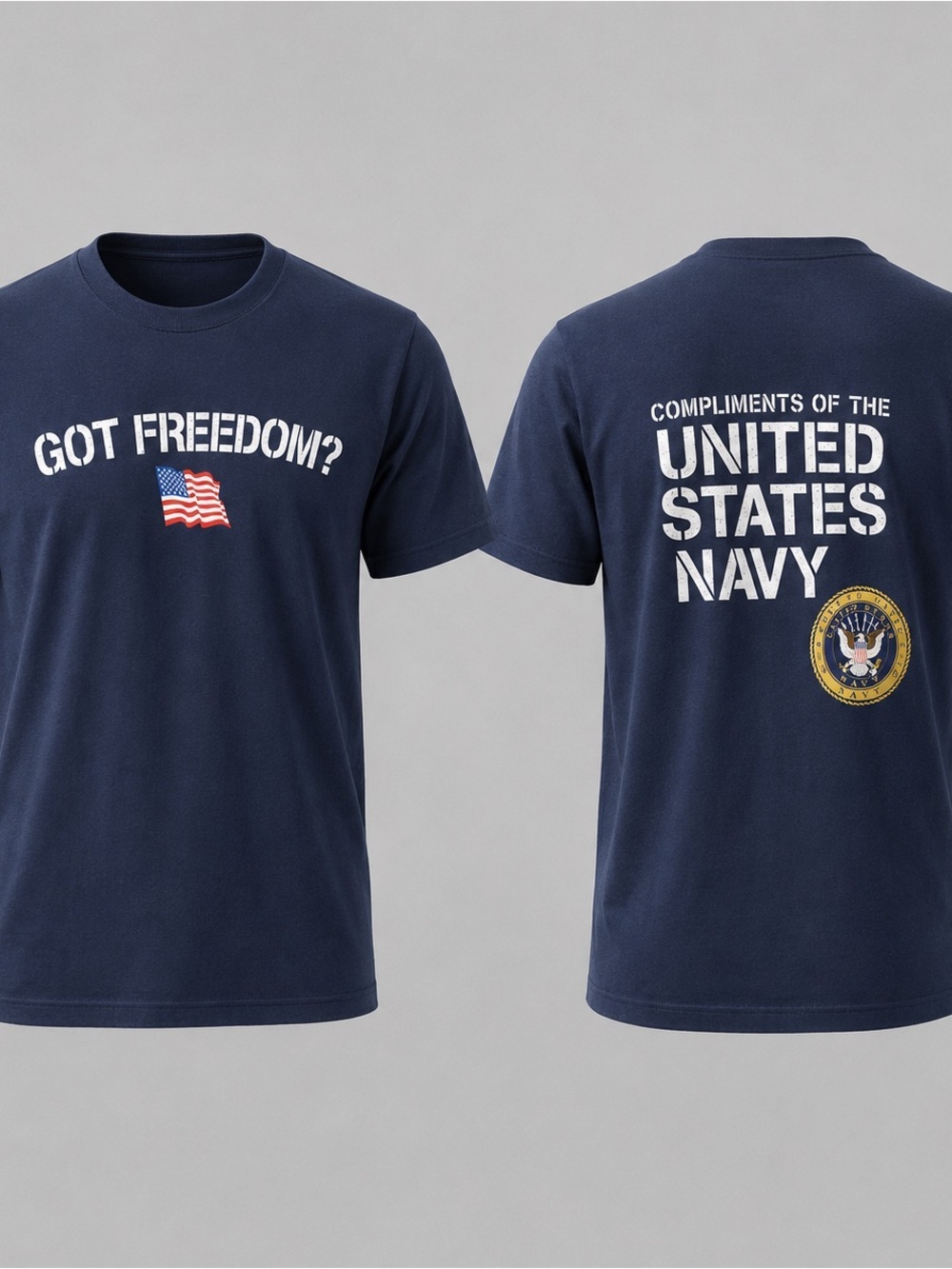 Gildan Ultra Cotton Navy Got Freedom US Navy T-Shirt XL